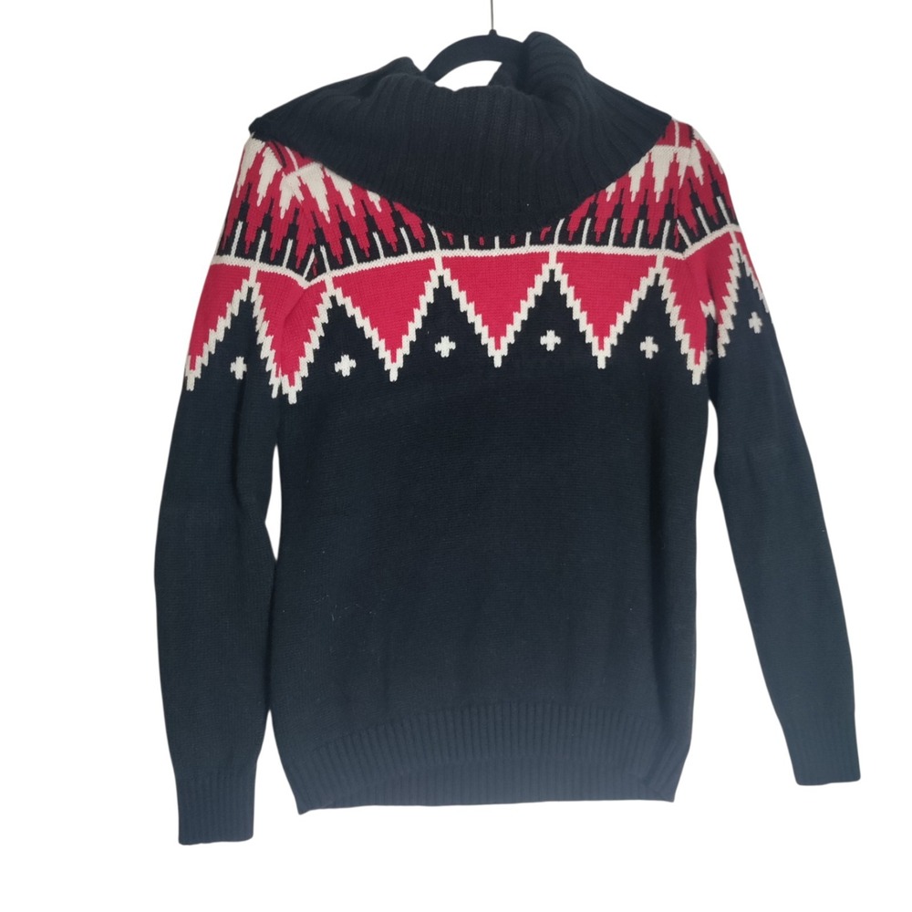 Lauren Ralph Lauren Womens Fairisle Sweater size Medium Cowl Neck Tribal